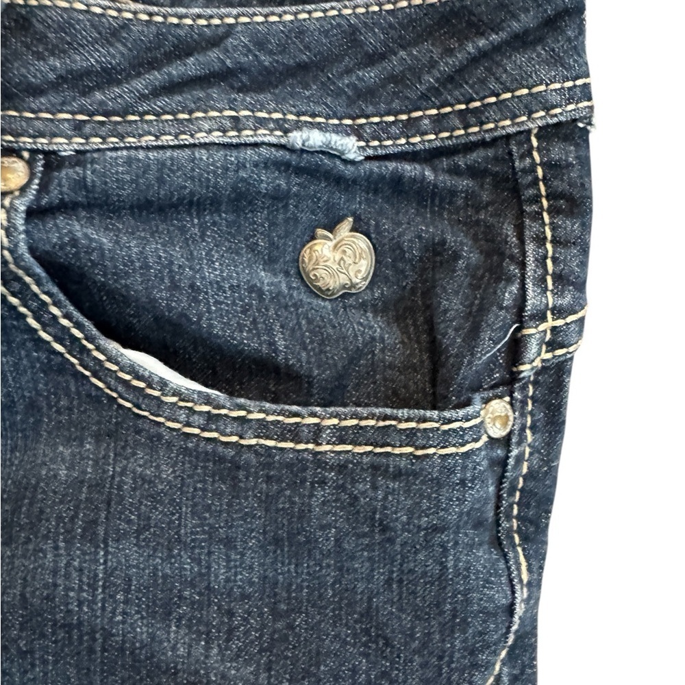VINTAGE Y2K Apple Bottoms Jeans w/ Ornate Gold & White Embroidery - Size 24W - Picture 4 of 7